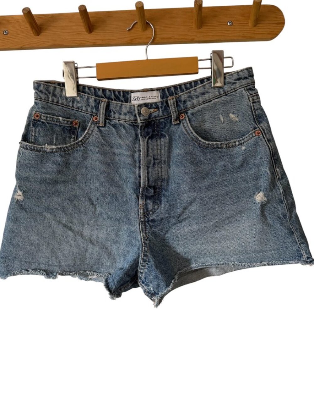 ZARA 100% Cotton Denim Shorts Size 8